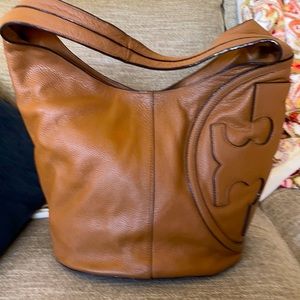 Tory Burch All Pebbled Leather Hobo Bag